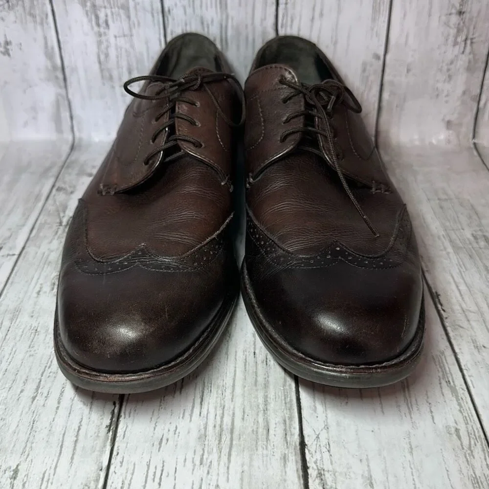 Johnston & Murphy Mens Wingtip Oxfords Brown SheepSkin Size 11‎